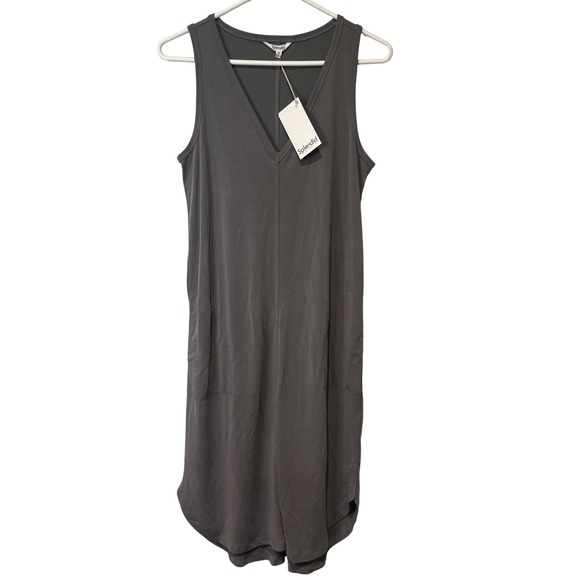 Splendid Dresses & Skirts - Splendid Collection Womens Modal Blend V-Neck Midi Dress Grey XS‎ NWT Minimal